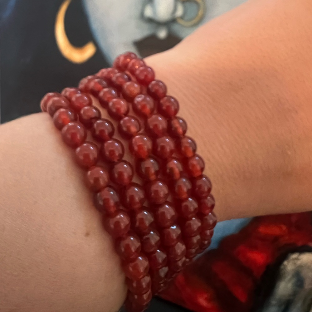 Carnelian Crystal Bracelets (Stack Of Five 6mm Be… - image 1